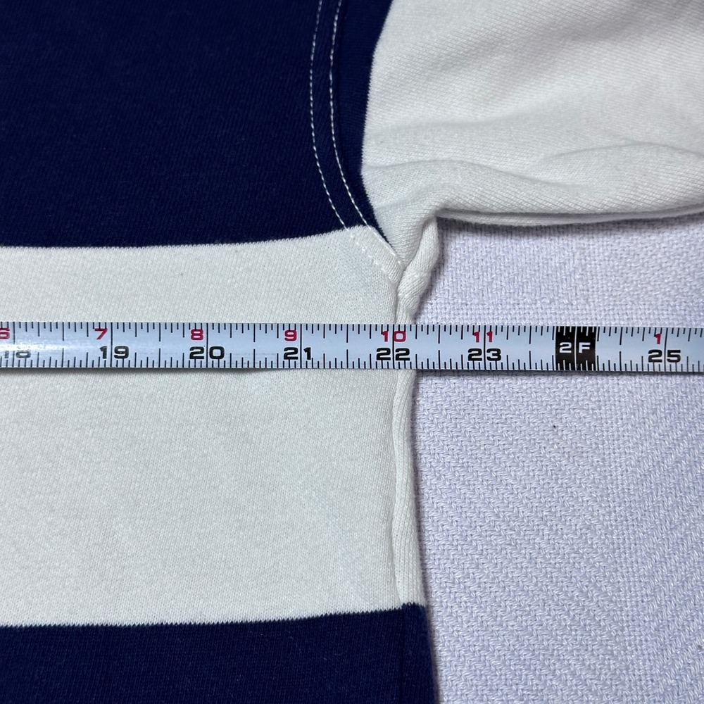 Aerie Rugby Polo Shirt Womens Small Oversized Striped Navy Blue White Retro - Picture 7 of 11